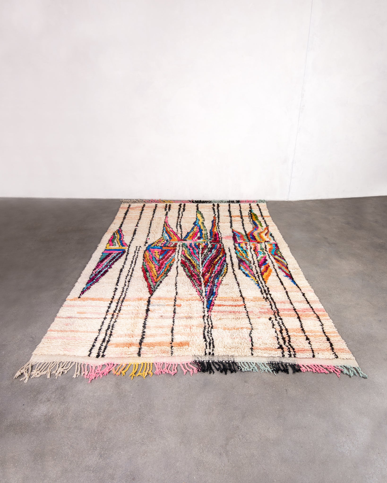 Modern designer handcrafted Berber rug from morocco Boujad with beautiful colors and patterns